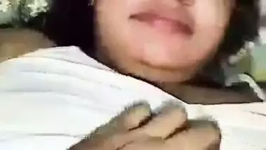 Lover presses his sleeping GF’s big boobs