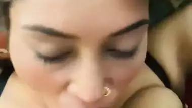 Sexy model gives an Indian blowjob to a rich man