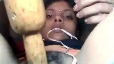 Desi using chapati rod dildo to masturbate